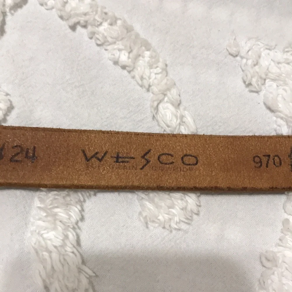 Vintage Wesco Tan Southwest Tool Embossed Top Grain Cowhide Leather Belt 24
